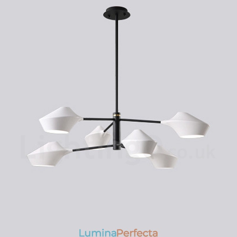 Candelabru retro liniar cu 2 niveluri multicolore 6 lumini cu nuante acrilice Garaj exterior