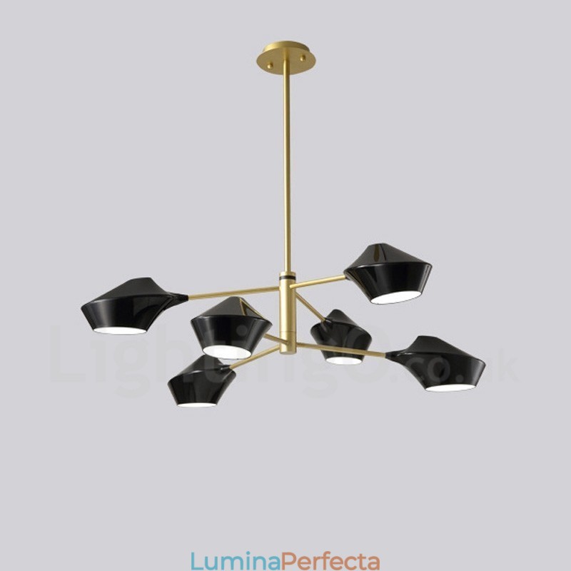 Candelabru retro liniar cu 2 niveluri multicolore 6 lumini cu nuante acrilice Garaj exterior
