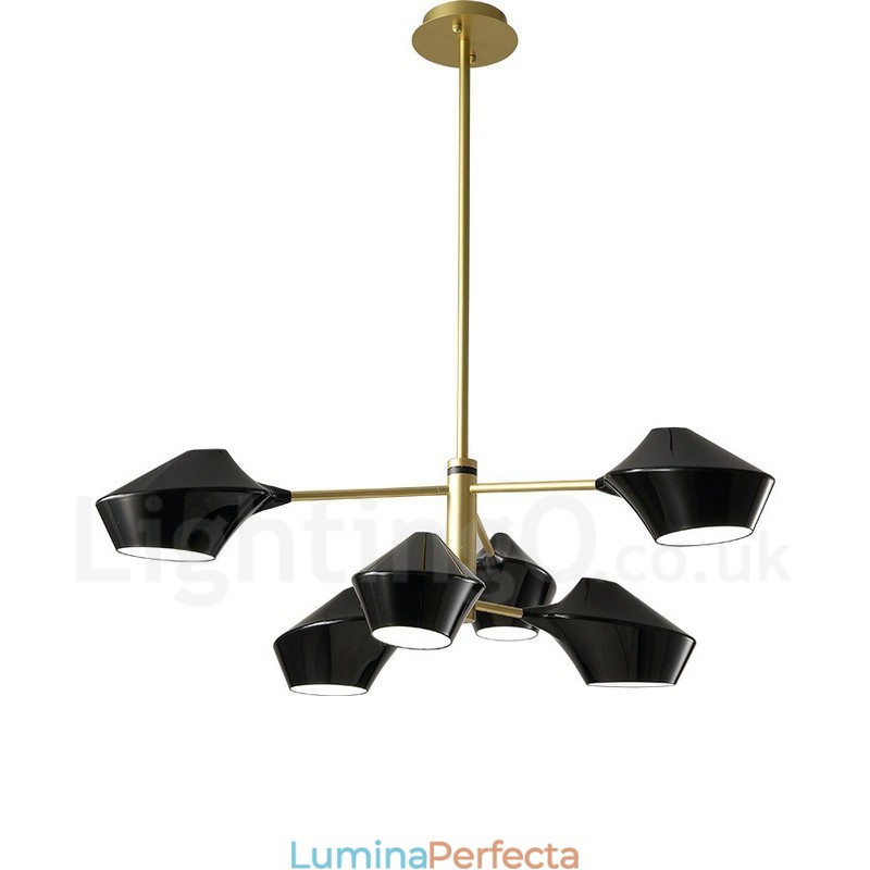 Candelabru retro liniar cu 2 niveluri multicolore 6 lumini cu nuante acrilice Garaj exterior