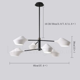 Candelabru retro liniar cu 2 niveluri multicolore 6 lumini cu nuante acrilice Garaj exterior