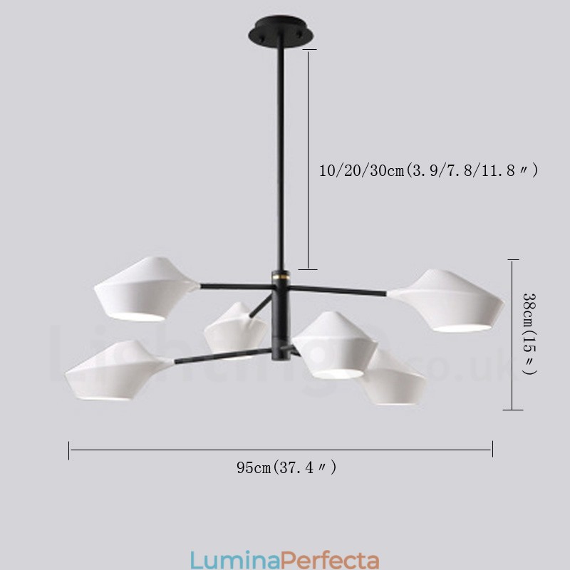 Candelabru retro liniar cu 2 niveluri multicolore 6 lumini cu nuante acrilice Garaj exterior
