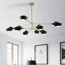 Candelabru retro linear cu două etaje, multicolore, 8 lumini, cu nuanțe acrilice, garaj în aer liber