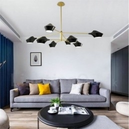 Candelabru retro linear cu două etaje, multicolore, 8 lumini, cu nuanțe acrilice, garaj în aer liber