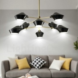 Candelabru retro linear cu două etaje, multicolore, 8 lumini, cu nuanțe acrilice, garaj în aer liber