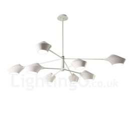 Candelabru retro linear cu două etaje, multicolore, 8 lumini, cu nuanțe acrilice, garaj în aer liber