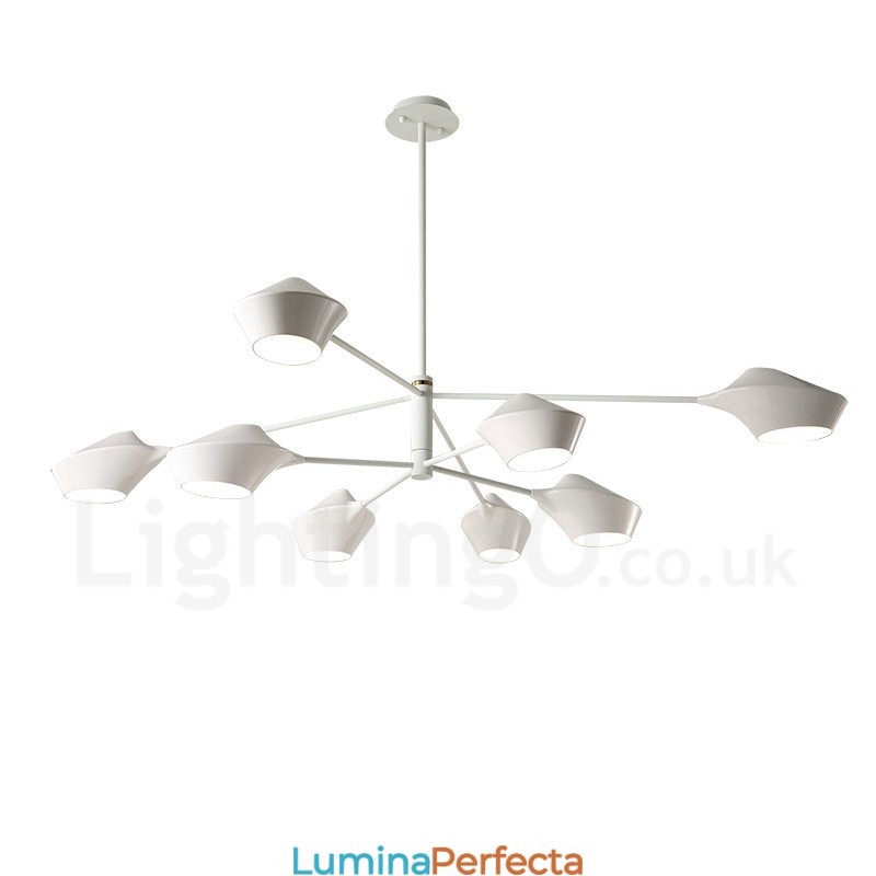 Candelabru retro linear cu două etaje, multicolore, 8 lumini, cu nuanțe acrilice, garaj în aer liber