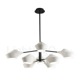 Candelabru retro linear cu două etaje, multicolore, 8 lumini, cu nuanțe acrilice, garaj în aer liber