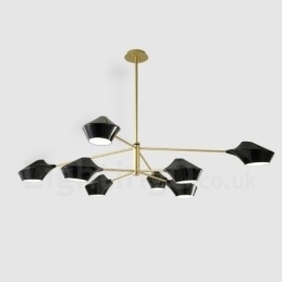 Candelabru retro linear cu două etaje, multicolore, 8 lumini, cu nuanțe acrilice, garaj în aer liber