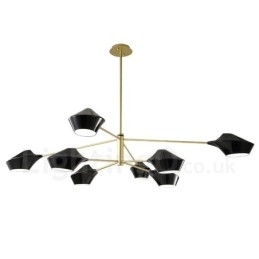 Candelabru retro linear cu două etaje, multicolore, 8 lumini, cu nuanțe acrilice, garaj în aer liber