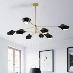 Candelabru retro linear cu două etaje, multicolore, 8 lumini, cu nuanțe acrilice, garaj în aer liber