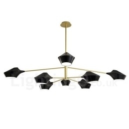 Candelabru retro linear cu două etaje, multicolore, 8 lumini, cu nuanțe acrilice, garaj în aer liber