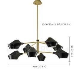 Candelabru retro linear cu două etaje, multicolore, 8 lumini, cu nuanțe acrilice, garaj în aer liber