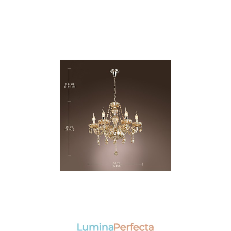 Candelabru tradițional din sticlă galvanizată cu cristal