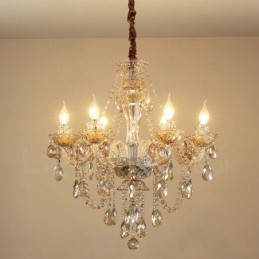 Candelabru elegant de cristal cu 6 lumini de culoare cognac