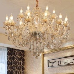18 (12+6) Candelabru elegant din cristal de culoare cognac deschis