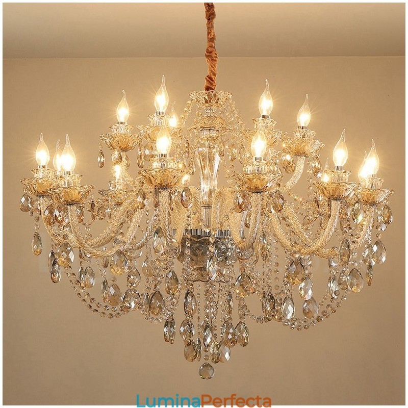 18 (12+6) Candelabru elegant din cristal de culoare cognac deschis