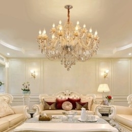 18 (12+6) Candelabru elegant din cristal de culoare cognac deschis