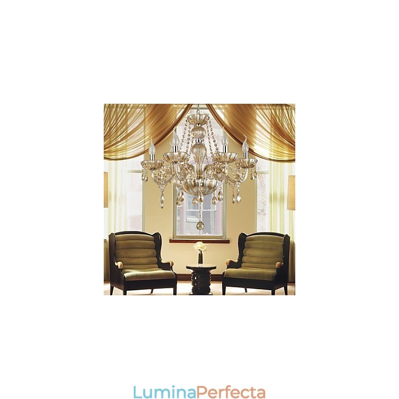 Candelabru tradițional din sticlă galvanizată cu cristal