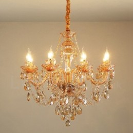 Candelabru elegant din cristal cu 8 chihlimbari aurii