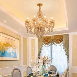 Candelabru elegant din cristal cu 8 chihlimbari aurii