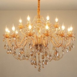 18 (12+6) Candelabru elegant din cristal chihlimbar auriu