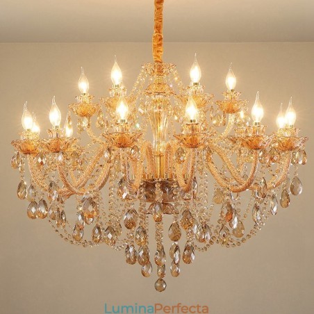 18 (12+6) Candelabru elegant din cristal chihlimbar auriu 18 (12+6) Candelabru elegant din cristal chihlimbar auriu