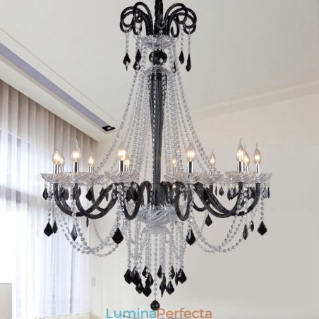 Candelabru de cristal negru