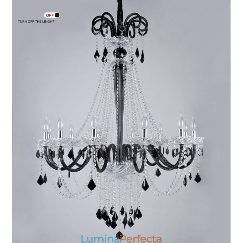 Candelabru de cristal negru