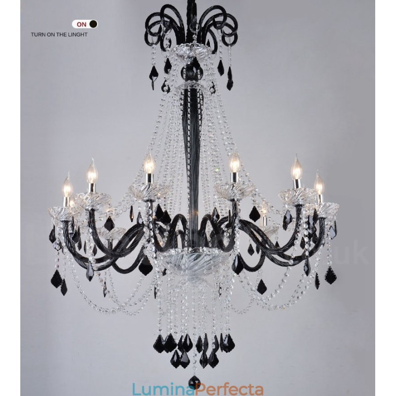 Candelabru de cristal negru