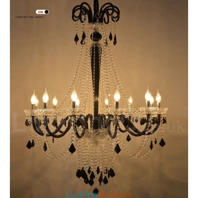 Candelabru de cristal negru