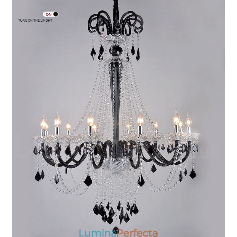 Candelabru de cristal negru