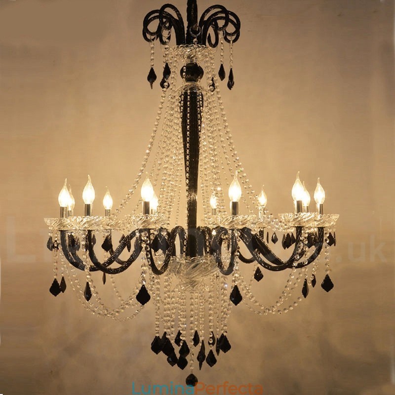Candelabru de cristal negru