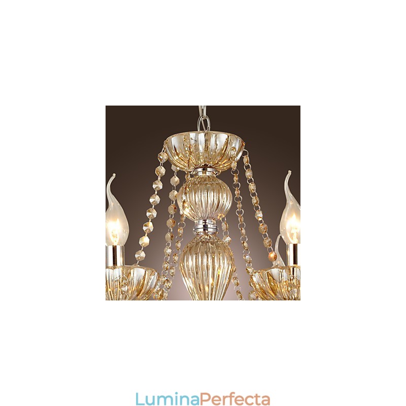 Candelabru tradițional din sticlă galvanizată cu cristal