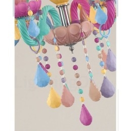 Candelabru Macaron cu 6 lumini cu lumânare de cristal multicolore în stil mini pentru copii