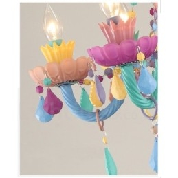 Candelabru Macaron cu 18 (12+6) lumini cu lumânare de cristal multicoloră stil mini pentru copii