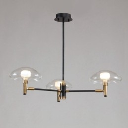 Candelabru cu 3 lumini în stil mini, cu finisaj vopsit galvanizat, cu abajururi din sticlă