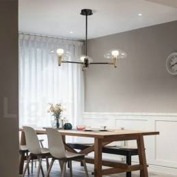Candelabru cu 3 lumini în stil mini, cu finisaj vopsit galvanizat, cu abajururi din sticlă
