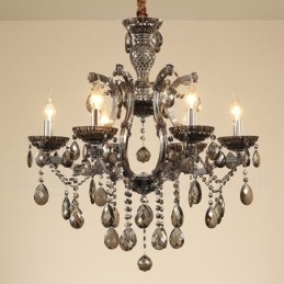 6 Candelabru de cristal gri deschis