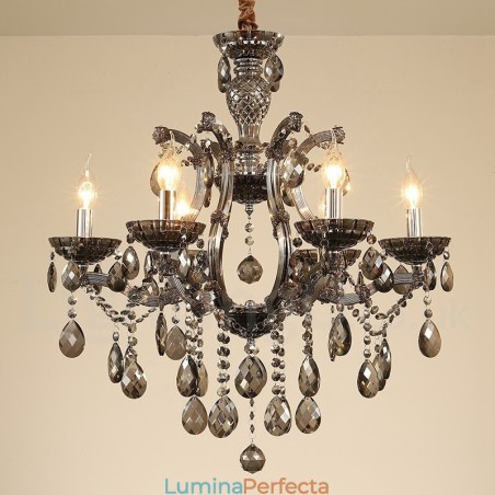 6 Candelabru de cristal gri deschis 6 Candelabru de cristal gri deschis