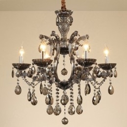 6 Candelabru de cristal gri deschis