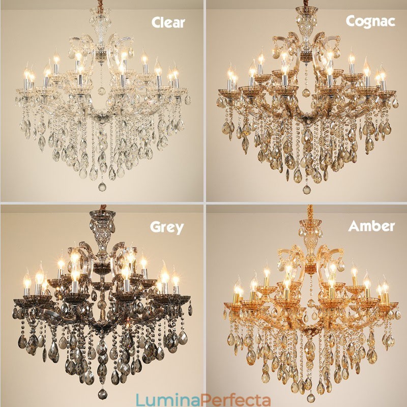 6 Candelabru de cristal gri deschis