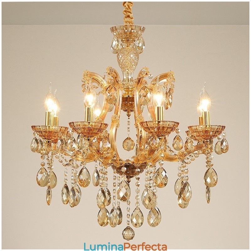 Candelabru de cristal chihlimbar cu 8 lumini