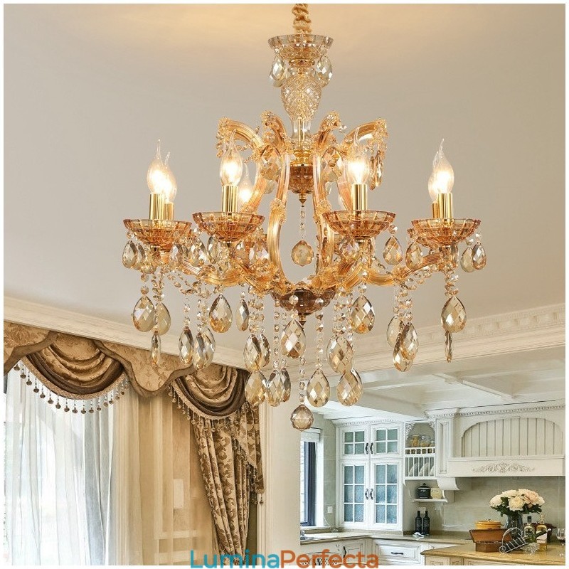 Candelabru de cristal chihlimbar cu 8 lumini