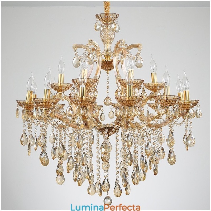 18 (12+6) Lumânare de cristal chihlimbar deschis