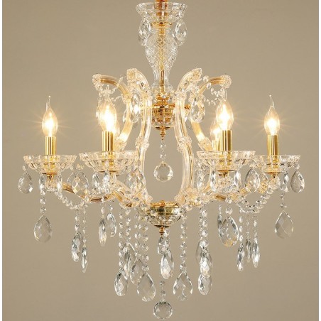 Candelabru de cristal auriu cu 6 lumini Candelabru de cristal auriu cu 6 lumini