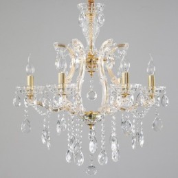 Candelabru de cristal auriu cu 6 lumini