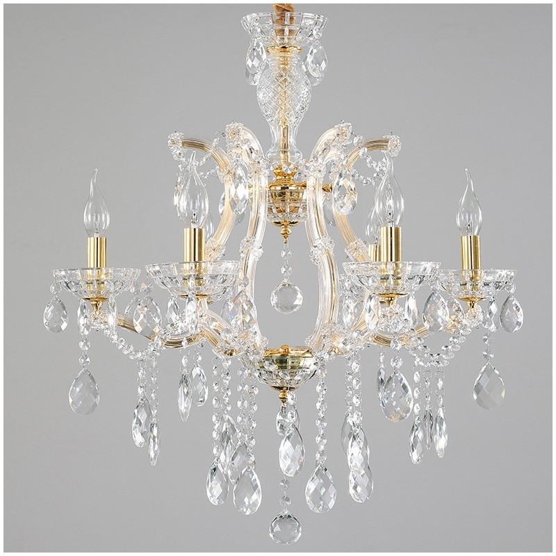 Candelabru de cristal auriu cu 6 lumini