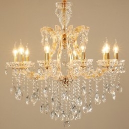 Candelabru de cristal auriu cu 10 lumina