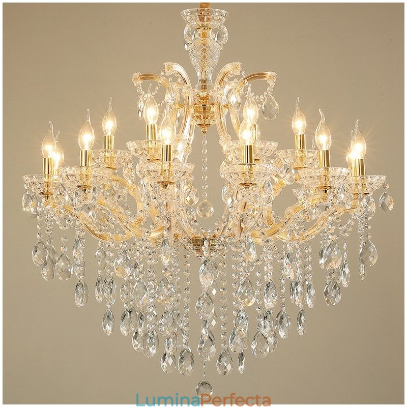18 (12+6) Candelabru de cristal auriu deschis