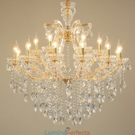 18 (12+6) Candelabru de cristal auriu deschis 18 (12+6) Candelabru de cristal auriu deschis